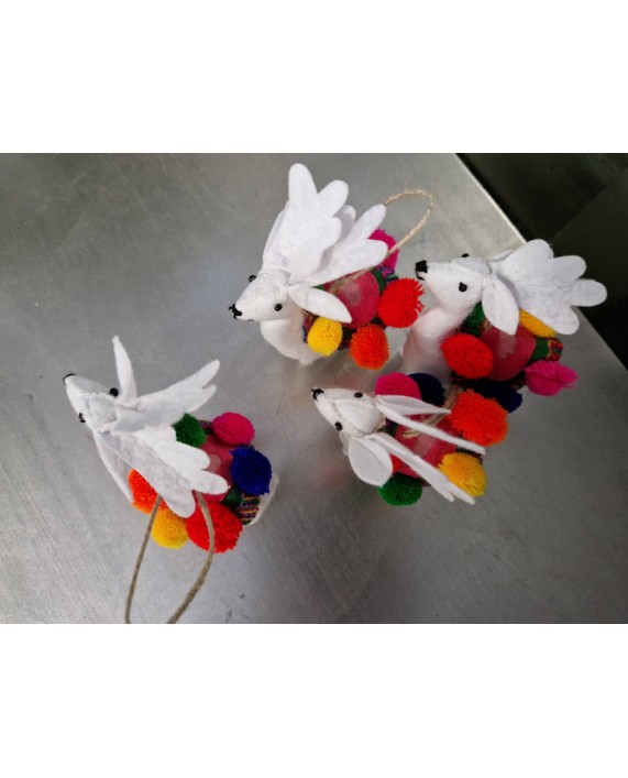 Kalėdinių žaisliukų komplektas "Pompom Reindeer" (4vnt) Kalėdinių žaisliukų komplektas "Pompom Reindeer" (4vnt)